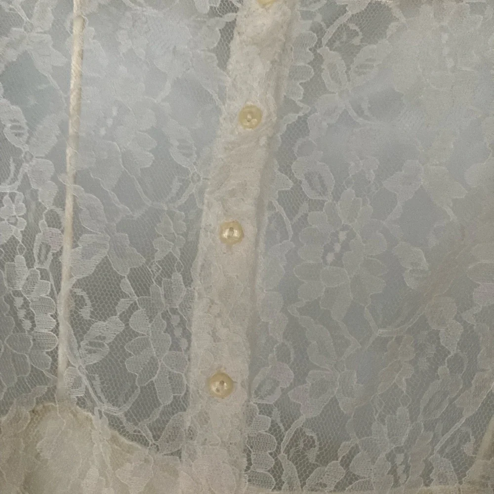 Vintage 1970’s High Neck Lace & Satin Ribbon Embellished Sheath Dress 11/12 - Picture 9 of 13